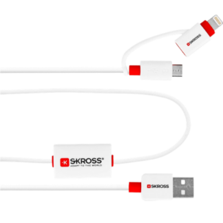Skross Buzz 2in1 Chargeân Sync Alarm USB-A 2.0 til Lightning & USB Micro - 1 m